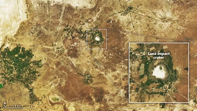 An Indian meteor crashed into a lunar crater 6,G00 years ago, as captured by a satellite