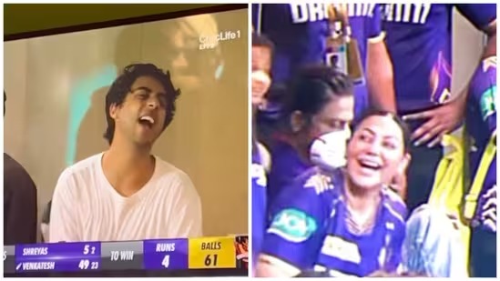 Internet loves seeing Aryan Khan finally laugh at KKR match and mom Gauri Khan’s hilarious reaction to it