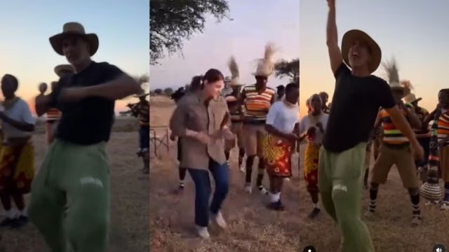 Akshay Kumar, Twinkle Khanna perform African dance with local group, latter asks who did it better