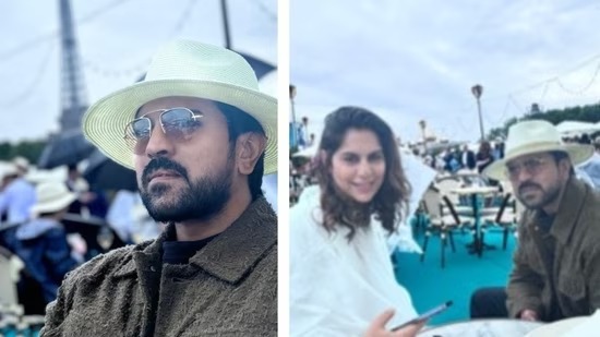 Ram Charan, Upasana get drenched as they visit Paris Olympics. See pics