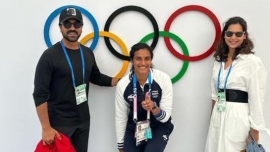 PV Sindhu Gives Ram Charan, Upasana Tour of Paris Olympics, Plays with Their Dog Rhyme: A Glimpse into a Unique Bond