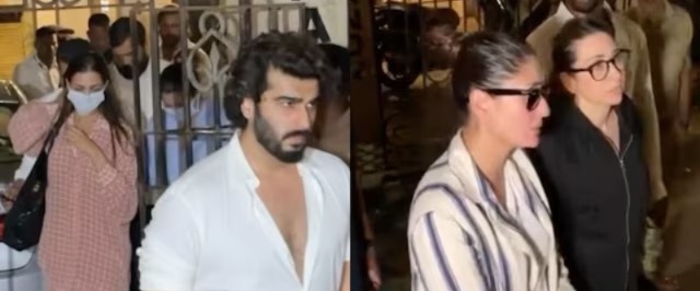 Arjun Kapoor helps grieving Malaika Arora reach her car as she exits mother’s house after father’s demise; Kareena Kapoor joins