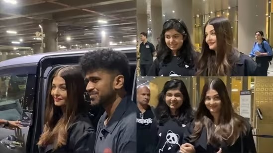 Aishwarya Rai returns to Mumbai from Paris with Aaradhya Bachchan, poses with paparazzi at airport